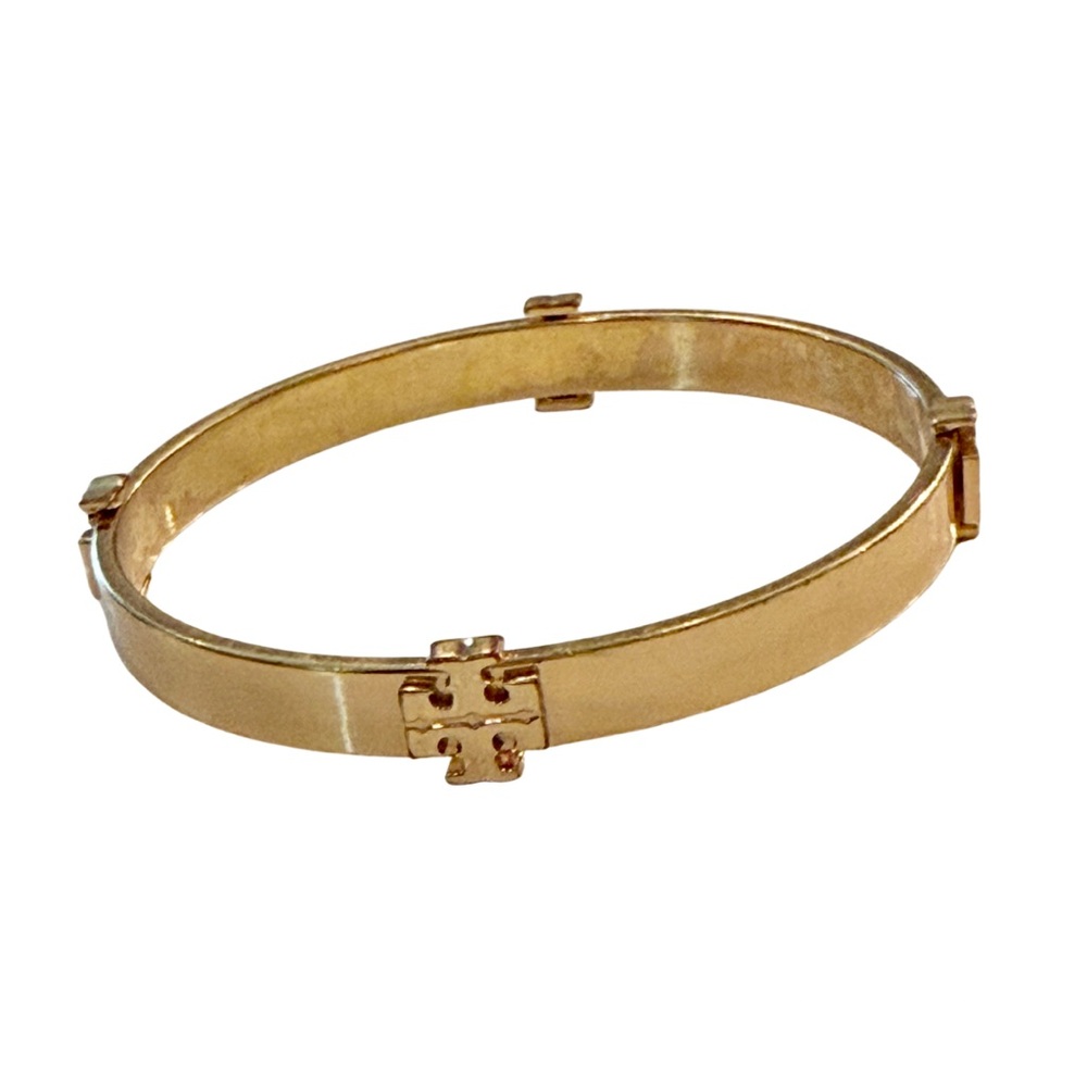 Gold Tory Burch Logo T Bangle Bracelet